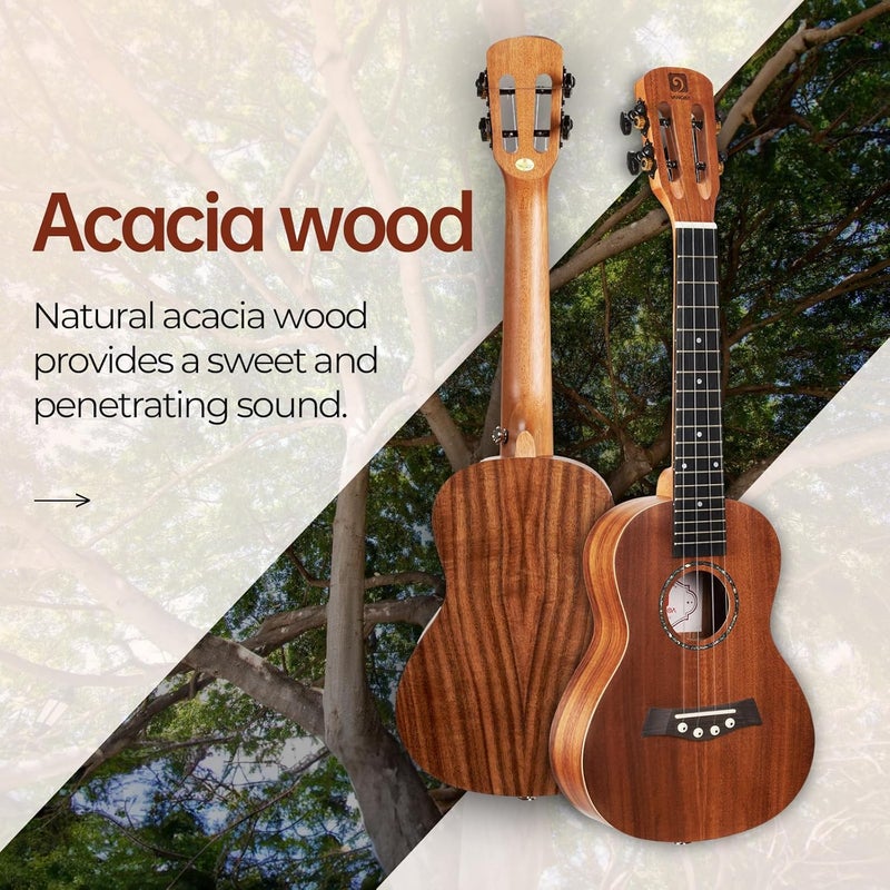 Vangoa Dark Concert Ukelele 23" Adult Beginner Set, KOA Acacia Ukelele Kit, Professional Acoustic Ukulele for Adults Kids, Hawaiian Uke Starter Kit, Ukulele 23 inch for Adults - Image 2